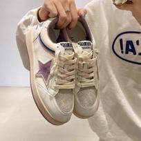 2025 spring new fashionable sweet skateboard shoes versatile German training shoes casual shoes women's shoes single shoes lace up and show small feet 35 violetinė