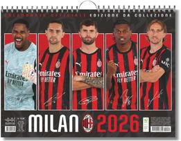 Sieninis kalendorius AC Milan 2026 Kolekcinis dekoratyvinis 44x33 cm Juodas — futbolo atributika, dovana fanui, rossoneri kalendorius, serie a atributika, kambario dekoracijos, sporto planuoklis, fano prekės