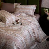 1200TC Egyptian Cotton Flowers Prints Luxury Queen King Size Bedding Set Duvet Cover Set Flat/Fitted Bed Sheet Pillowcases 4Pcs Flat Bed Sheet&Queen 200X230cm 4pcs