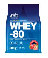 Star Nutrition Whey-80 Strawberry protein powder, 500 g (1004706)