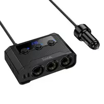 Hoco Car charger 2x USB-A + 2x USB-C + 3x cigarette lighter ports PD QC3.0 240W Z64 black