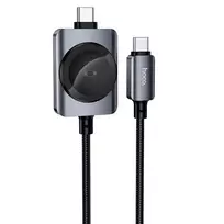 Hoco USB-C to USB-C 100W PD cable with wireless charging for Apple Watch, 1.2 m, CW66, black