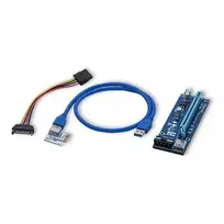 Qoltec PCI-E 1x to 16x Riser | USB 3.0 ver. | SATA/ IDE MOLEX 4-pin