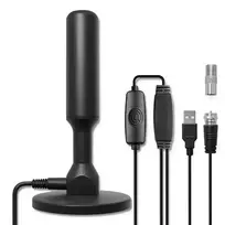 Qoltec Indoor DVB-T2 TV antenna with signal amplifier and magnetic base | 4K | 28dBi | 5m