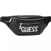 GUESS Salameda Leather and Textile Fanny Pack, Black, 29.5/39 x 14 x 7 cm, For Men