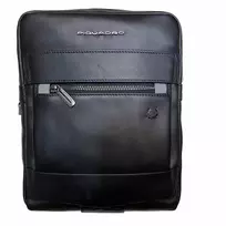 Piquadro Obidos, Small Leather Crossbody Bag, Black, 22 x 28 x 5 cm, For Men