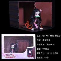 9CM Anime Figure Demon Slayer Kamado Nezuko Kawaii Miniature Kneeling Pose Figure PVC With Case Backpack Box Tabletop Gift Toy With box