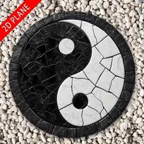 2D Flat Tai Chi Resin Stepping Stone Round 8 Inch Black White Garden Decor Outdoor Wall Art 20x20