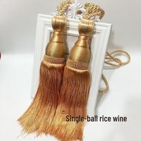 Gold Thread Net Ball Curtain Tie-backs (Pair) - Hooks Not Included - Ideal for Living Room or Wedding Ceremony Tassels.