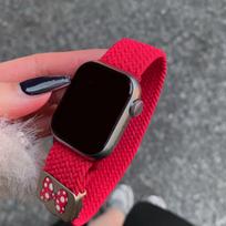 Braided Nylon Strap For Apple Watch Ultra 49mm 10 46mm 42mm 9/8/7 Magnetic Butterfly Knot Bracelet iWatch 6/5/SE/3 WristBand 42-44-45mm 46mm 49mm raudona