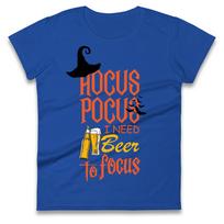 Hocus Pocus I Need Beer To Focus Halloween Womens T Shirt Mens Tops Tees Unisex 3XL