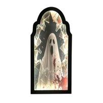 Halloween Hologram Ghost Mirror Spooky Blood Ghost Mirror with LED Light for Bedroom Kitchen Haunted House Decor 50cm A