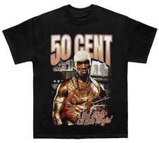 50 Cent Unisex Juodi Medvilniniai Marškinėliai Vintage Streetwear Retro Hip Hop Stiliaus 3XL