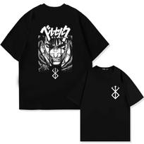 New Japan Anime Berserk TShirt Guts Print Graphic Tee Unisexs 90s Short Sleeve Casual Unisexga Dark Fantasy Black SwordsUnisex Style XL