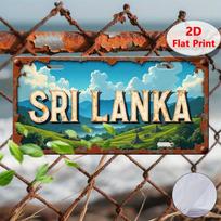 D Flat pc Vintage Sri Lanka Landscape Metallike SignIndustrial Retro Travel Poster with Tea PlantationsAluminum Wall Decor 15x30cm(5.9x7.8inch)