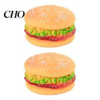 Bite-resistant Dog Toy 2PCS Squeaky Burger Shape Non-Toxic Vinyl Pets Pet Chew Safe Material Play for Teeth Cleaning and Active Hamburger A