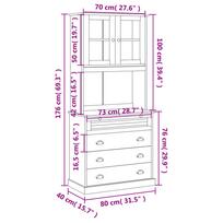 Highboard VIGO White 80 x 40 x 176 cm Solid Pine Wood