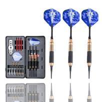 Win.max 18g Plastic Soft and Steel Tips Darts Set Case with Custom Dart Flights and Nylon Shafts mėlyna