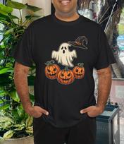 Men's and Women's T-shirts Halloween Witch Apparel, Cat and Pumpkin T-Shirts, Halloween Pumpkin Tees XXXL
