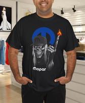 Men's and Women's T-shirts Mopar Grim Reaper Skeleton Fire Finger Graphic T-Shirt L