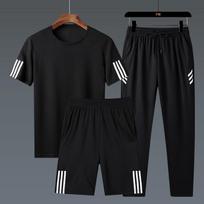 Trijų dalių sportinis kostiumas vyrams Summer New Trend sportiniai šortai M juoda
