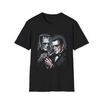 Men's and Women's T-shirts Dracula and Frankenstein Smoking T-Shirt - Classic Monsters Fan Apparel XL