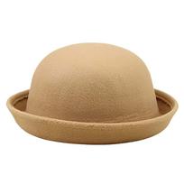 Klasikinė apvali kupolinė vilnos veltinio skrybėlė, minkštas kraštas, bowler stiliaus, unisex, žiemos, rudens, tinka vaikams, dydis 54cm One Size tamsiai mėlyna