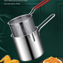 Stainless Steel Deep Fryer With Frying Basket Multifunctional Small Pot Kitchen Specific Frying Chicken And Other Cooking Tools 2pcs set
