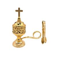 Metal Frankincense Incenses Burners Bakhoors Holder With Crosses Lid for Aromatherapies Home and Christian Church Censers 1