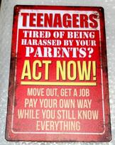 FUN TIN SIGNS Replica Vintage Metal Sign  TEENAGERS MOVE OUT  Lot Aluminumtin sign 20x30cm（7.8x11.8inch）