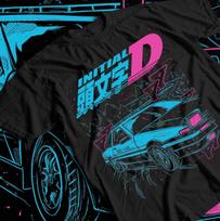Initial D Itsuki Fujiwara Marškinėliai Anime Manga Filmas Unisex Juodi Marškinėliai Visų Dydžių 3XL