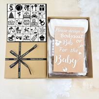 79 Pcs Baby Shower Games White Bibs Design, Include  12 DIY Blank White Bibs,  Markers Stencils Party Decorating Supplies Medium