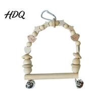 Bird Swing Perch Parrot Perch Wooden Blocks Chew Toy Beaded Arch Toy B