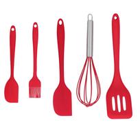 5Pcs/Set Silicone Spatula DIY Kitchen Utensil Baking Tool Cake Decoration for Home Bakery raudona