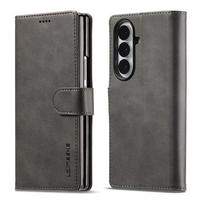 Phone Case For Samsung Galaxy Z Fold 7 6 5 4 3 Fold7 Fold6 Fold5 Fold4 Fold3 5G PU Leather Flip Wallet with Card Holder Cover Galaxy Z Fold6 pilka spalva