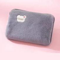 Rechargeable Hot Water Bottle Hot Water Bottle with Plush Cover Relieve Neck Shoulder Hands Feet and Get Rid of Cold pilka spalva