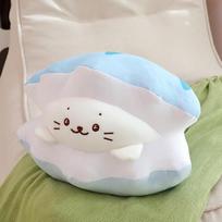 Sea Animal Seal Plush Toys Seal in the shell Pillows Stuffed Soft Animal Pillow Creative Gifts 40cm balta