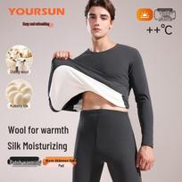Men's Thermal Underwear Set with Cashmere Silk Patch L tamsiai pilka spalva