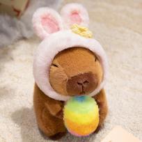 Easter Egg Capybara Stuffed Plush Toys Cute Animal Capybara Plushies Doll Bunny Rabbit Ears Hats Happy Easter Decor Kids Favor 20cm rožinė