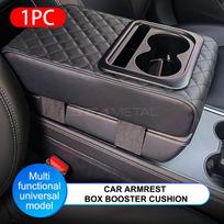 BLALION Car Arm Rest Extension Pad Center Console Cover PU Leather Armrest Box Cushion Elbow Rest Support Mat with Cup Holder