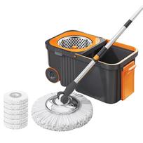 Household Cleaning Automatic Spin Mop with 6 Replacement Head Refills Cleaning Spin Mop with Bucket for Household Floor Cleaning pilka