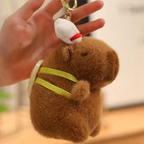 Foodie Capybara Plush Toys Cute Mini Food Capybara Pulling Thread Toys Funny Keychain Pendants Bags Decor Cute Birthday Gift 11cm