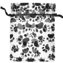 25pcs Organza Gift Bags Cat Claw Dog Paw Pattern Drawstring Pocket Jewellery Packing Multi-size Packing Pouch Party Supply 14x16cm
