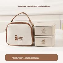 Ymer Insulated Lunch Box for Office Workers, Microwaveable Stainless Steel Bento Box, Student Lunch Container, 2-Pack with Bag