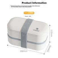 CAMUZ Bamboo Fiber Pro Double-Layer Lunch Box Bento Box, Japanese-Style Microwave-Safe, with Chopsticks And Spoon, 1200ML, White