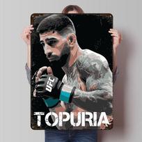 Ilia Topuria Kovotojo Portretas Metalo Plakatas Individualus Sienų Menas Retro Vintažiniai Skardos Ženklai Vyro Urveliui Namų Dekoracijos Namas 20x30cm（7.8x11.8inch）