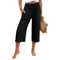 Womens Baggy Wide Leg Pants Summer High Waisted Palazzo Pants Beach Vacation Casual Trousers With Pockets L juoda