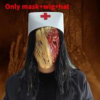 Silent Hill Nurse Latex Mask With Hair For Halloween Horror Costume Accessory With Hair