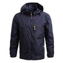 Men's Windbreaker Jackets Outerwear Mens Winter Spring Waterproof Coat Hoodie Men Clothes M tamsiai mėlyna spalva