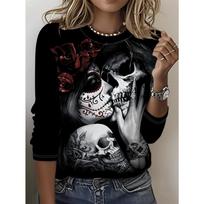 Women's Graphic T-Shirt, Long Sleeve Round Neck Casual Top, Suitable for Spring And Autumn, Women'S Wear S